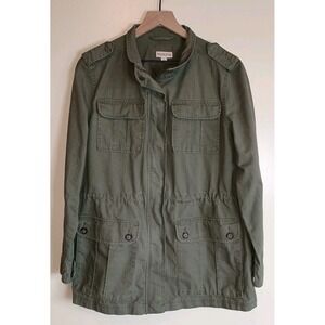 Merona Utility Jacket Womens XL Olive Green Boho Cargo Jacket Cinched Waist